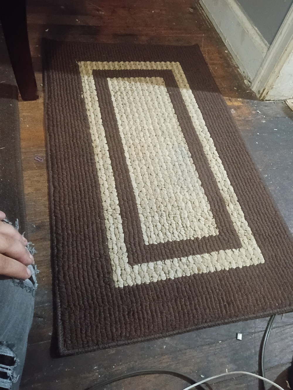 Brown and Cream Rectangular Accent Rug - Picture 7 of 8